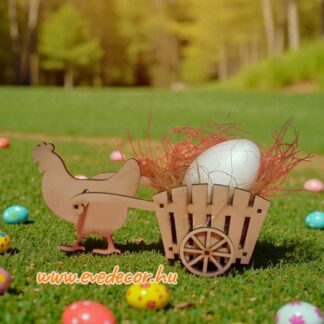 Szekeret húzó tyúk 21*11 cm (Nyuszi 0027)