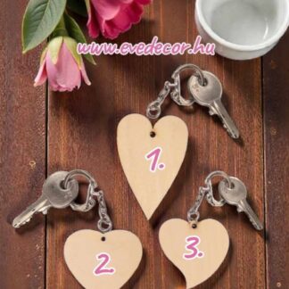 Szív kulcstartó  fém szerelékkel (Fali 0009)
