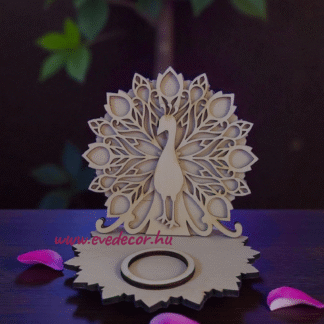 3 rétegű Páva mécsestartó 14,3 cm magas (Ezo 0157/mécses)