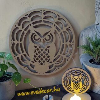 Mandala Bagoly Kör alakú falidísz és árnyékmécses  (Ezo 0215)