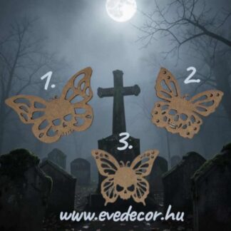 Pillangós koponya díszítőelem 5db/cs (Steamp 0056)