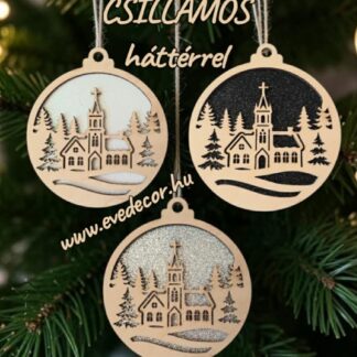 Csillámos hátlapú dísz/templom (Kari lapok 0279)
