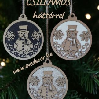 Csillámos hátlapú dísz/hóember (Kari lapok 0281)