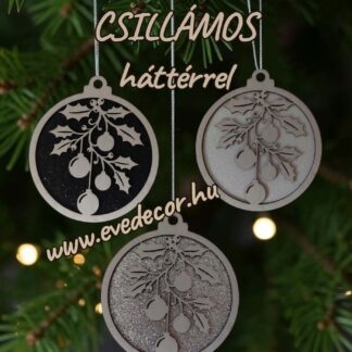 Csillámos hátlapú dísz/fagyal ág (Kari lapok 0285)